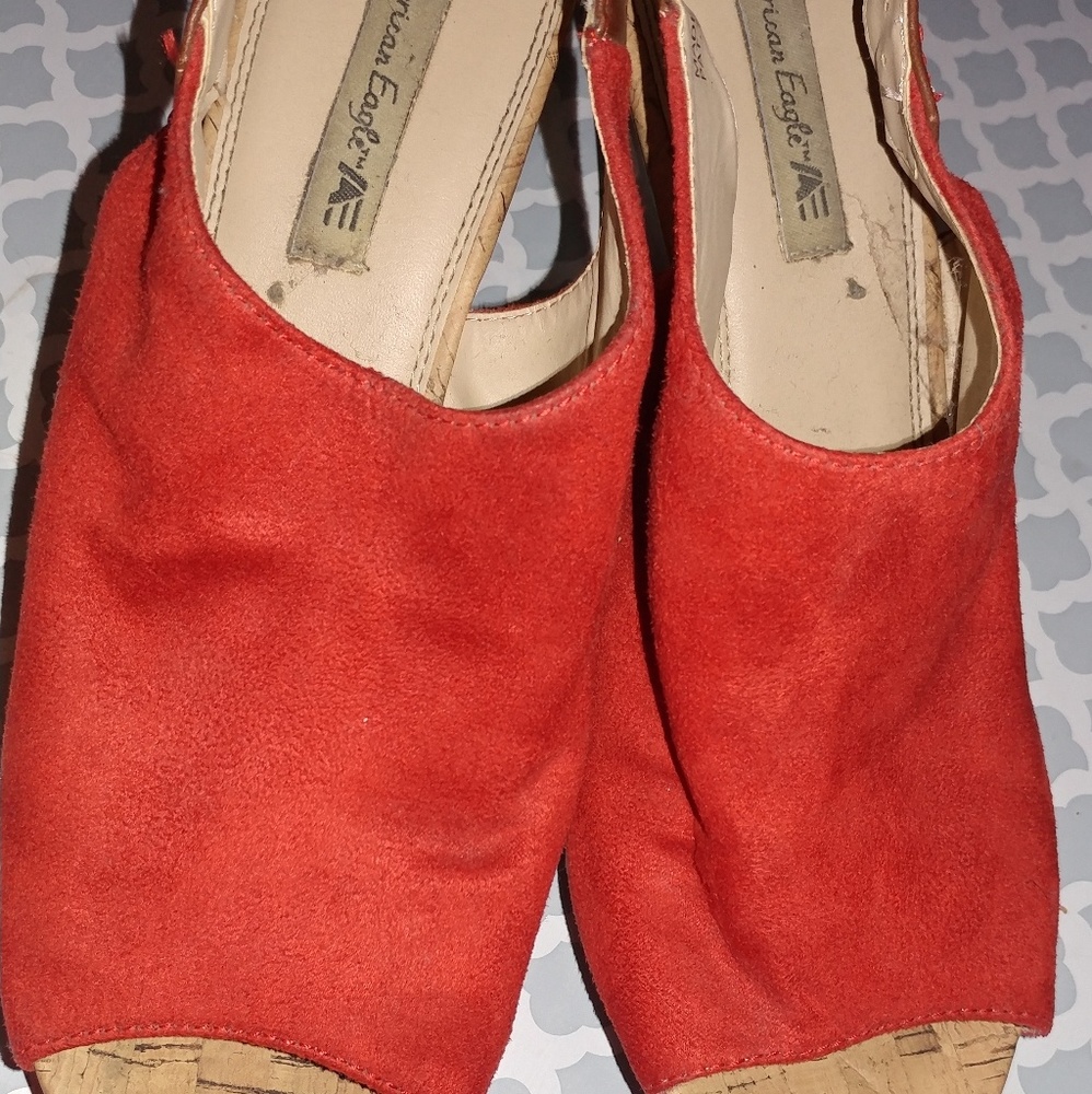 Red Wedge heel sandals.